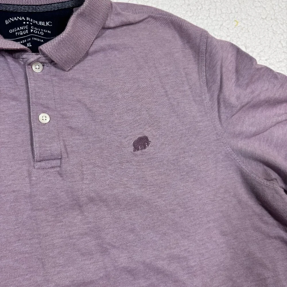 Banana Republic Organic Cotton Pique Polo Shirt Mens XL Purple Preppy Causal Dad